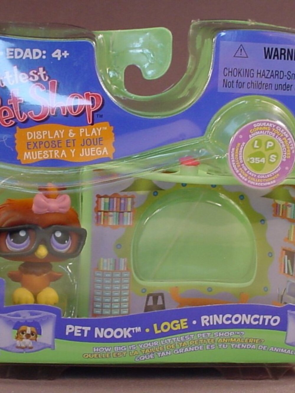 Littlest Pet Shop #354 Brown Owl Bird With The Pet Nook In The Original Package